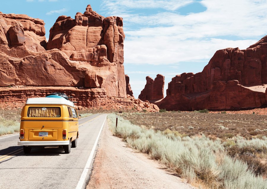 Red rock canyon road in the American Southwest